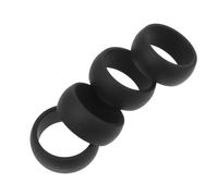 GRIRIW Lot de 4 Bagues de Sport en Silicone Flexibles Noires Taille 9 Protection des Doigts pour Musculation et Accessoires de Gym Adaptées aux Exercices Intenses et Usage Sportif