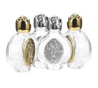 GRIRIW Lot de 4 Flacons en Verre et Alliage pour Eau Bénite, Mini Bouteilles Rechargeables Décoratives, Faciles à Transporter, pour Baptême et Usage Religieux