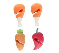 GRIRIW Lot de 4 Lève-Couvercles en Silicone Alimentaire Anti-Débordement Formes Carotte Piment et Pilon de Poulet Support de Couvercle Résistant à la Chaleur pour Ustensiles Cuisine
