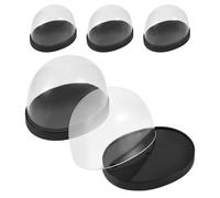 GRIRIW Lot de 5 Cloches Transparentes en Plastique Demi-Sphériques avec Base Protection Anti-Poussière pour Fleurs Éternelles Présentation pour Gâteaux et Objets Décoratifs Usage