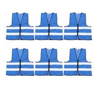 GRIRIW Lot de 6 Gilets Réfléchissants de Course et Cyclisme Bleu Fermeture Éclair Tissu Ultra Respirant Haute Visibilité Nocturne pour Jogging Vélo Marche et Équitation