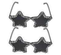 GRIRIW Lunettes de Soleil Étoile Noire Sans Monture 2 Pièces, Scintillants, Accessoires pour Cosplay et Soirée Dansante, Lunettes Femme à Cinq Branches