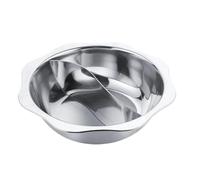 GRIRIW Marmite à Induction en Acier Inoxydable 32 CM Fondue Chinoise Double Compartiment Séparateur Batterie Cuisine Multifonction Compatible Cuisinières Gaz et Induction Usage