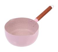 GRIRIW Marmite en Aluminium 18 Cm Rose pour Bébé, Casserole à Soupe Antiadhésive Poignée en Bois, Ustensile Cuisine Ménager Multifonction pour Préparation Alimentaire