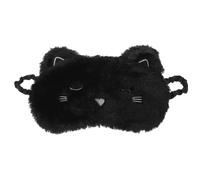 GRIRIW Masque de Sommeil en Peluche Noire de Chat Mignon, Bloque la Lumière, Confortable à Porter, pour Voyager en Train et Dormir Paisiblement