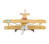 GRIRIW Modèle d'avion Rétro en Fer Jaune, Décoration Créative Vintage, Ornement Maison pour Salon et Vitrine, Pièce Unique Autocollant Aléatoire, Accessoire Photo et Collectionneur