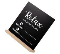 GRIRIW Panneau Wifi Bois Double Face avec Ardoise pour Mot de Passe Support Stable pour Maison Boutique et Bureau Signalisation Pratique pour Invités