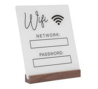 GRIRIW Panneau Wifi de Bureau Acrylique avec Base Bois Allongée Signalisation Réseau sans Fil Élégante et Affichage Du Mot de Passe pour Hôtels Restaurants et Espaces Professionnels