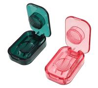 GRIRIW Pilulier Portable pour Animaux 2 Pièces Rose et Vert avec Coupe-comprimés Précis à Lame Centrée, Broyeur de Pilules Multifonction, Organiseur de Remède Voyage et Santé Pet
