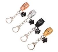 GRIRIW Porte-Clés Urne pour Cendres D’Animaux de Compagnie 4 Métal Solide Empreinte de Patte Chien et Chat Mini Pendentif Portable Souvenir Funéraire Noir Argenté Rose Présent Chien