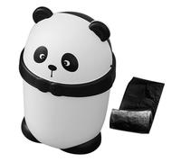 GRIRIW Poubelle à Déchets Panda en Plastique Solide, Petite Taille, Couvercle à Rabat, Adaptée pour Chambre, la Cuisine et Toilettes, Paquet Poubelle Inclus