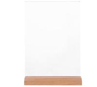 GRIRIW Présentoir à Menus en Acrylique Transparent et Bois, Support Portable et Réutilisable pour Affichage de Prix en Magasin ou Restaurant, Léger et Solide