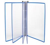 GRIRIW Présentoir Mural pour Dossiers Suspendus A4 avec 5 Panneaux Translucides Cadre Bleu LW Organiseur de Bureau Compact pour Affichage et Protection des Documents pour Salles de