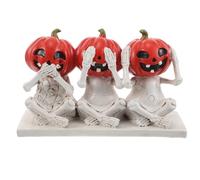 GRIRIW Statue de Citrouille Squelette en Résine pour Halloween Figurine Décorative de Table Ne Rien Entendre Ne Rien Dire et Bureau Sculpture Effrayante pour Ambiance Festive