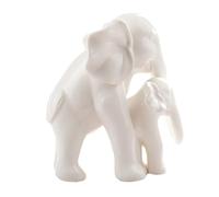 GRIRIW Statue Éléphant Mère et Garçon Fille Décorative Blanche Ornements Artistiques Porcelaine pour Salon et Chambre Statuette Délicate et Éducative Cadeau pour Fête des Mères