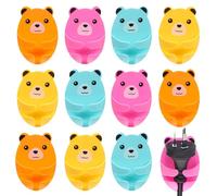 GRIRIW Support de Câble Mignon D'ours Couleur Aléatoire Cuisine et Bureau, Lot de 12 Pièces 12 Crochets Adhésifs Facile à Installer sans Perçage pour Prise en ABS