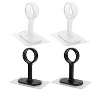 GRIRIW Support de Tringle à Rideaux Fixation Adhésive Stable sans Perçage 4 Pièces en ABS, Support Mural Autocollant pour Carrelage et Surfaces Où Le Perçage Est Interdit