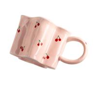 GRIRIW Tasse Céramique Forme Fleur avec Motifs Cerise Mug à Café et Thé Original pour Maison et Bureau Tasse à Eau Multifonctionnelle pour Boissons Chaudes et Froides