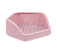 GRIRIW Toilettes en Céramique Pentagonales Anti-basculement pour Lapins et Petits Animaux, Grand Modèle Rose, Pot Hygiénique pour Apprentissage Propreté, Coin de Dressage Pratique