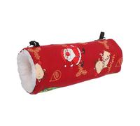 GRIRIW Tunnel pour Petits Animaux Peluche Rouge de Noël Nid Douillet et Cachette pour Hamsters Lapins Furets Couchage Chaud et Confortable Tube de Jeu et Hamac Facile à Nettoyer