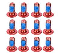 GRIRIW Vis de Plaquette de Frein Vélo en Acier Titane M5x10 Mm, Lot de 12 Vis Rouges, Haute Résistance Anticorrosion, Compatible VTT, Route, Électrique et BMX, Fixation Disque de Frein