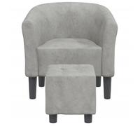 Gris 1 PC Fauteuil d'appoint - SOlOMON - Chaise cabriolet - Pour salon - avec repose-pied - gris clair velours FF3011