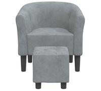 Gris 1 PC Fauteuil d'appoint - SOlOMON - Chaise cabriolet - Pour salon - avec repose-pied - gris foncé velours FF3012
