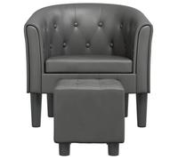 Gris 1 PC Fauteuil d'appoint - SOlOMON - Chaise cabriolet - Pour salon - avec repose-pied - gris similicuir FF3026