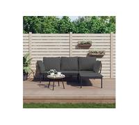 vidaXL – Salon de jardin 3 pcs – Résine tressée avec coussins gris foncé
