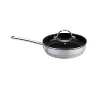 Gris 24 cm Sauteuse avec couvercle en inox KitchenPro - Venteo - Revêtement céramique antiadhésif - Adaptée à tous les feux