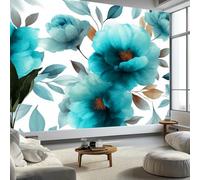 Gris 3D Papier Peint Intissé Panoramique 400 x 280 cm Plantes Fleurs Motifs Élégants Grandes Murales Poster pour Salon, Adulte Chambre d'enfants, Étude Décoration