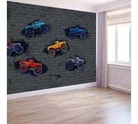 Gris 3D Papier Peint Intissé Panoramique 400 x 280 cm Voiture Jouet Design Pour Enfants Grandes Murales Poster pour Salon, Adulte Chambre d'enfants, Étude Décoration