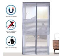 Gris 75x200cm Moustiquaire magnétique Porte Moustiquaire magnétique Rideau anti-moustique Montage collé Sans percer