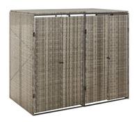 Gris Abri pour poubelle double Gris 140x80x117 cm Résine tressée - Cache-conteneurs à déchets H16758