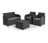 Salon De Jardin Avec Coffre De Rangement - En Résine - Allibert By Keter - 4 Personnes - Sanremo - Gris Graphite