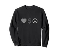 Gris Amour Richesse Paix Monochrome Couleur Graphique Sweatshirt