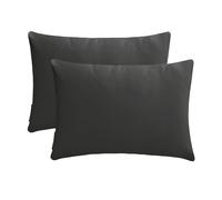 Gris anthracite Luxe Housse de coussin oblongue 35 x 50 cm | Paquet de 2 Moderne Satin Housse de coussin Solide | Plaine Taies d'oreiller pour canapé, sofa et lit - Charcoal Slub Satin