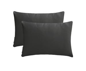 Gris anthracite Luxe Housse de coussin oblongue 35 x 50 cm | Paquet de 2 Moderne Satin Housse de coussin Solide | Plaine Taies d'oreiller pour canapé, sofa et lit - Charcoal Slub Satin