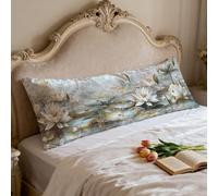 Gris Beige Taie d'oreiller 40x120 Étang aux Lotus Taie Oreiller Rectangulaire Traversin 120 cm Double Face Impression Housse Coussin, Velour Pillow Case pour Lit Canapé Taies D'oreillers 0p-383