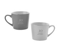 Gris/Blanc Mariage Anniversaire Tasse Ensemble - 10 Superbe Ans
