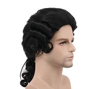 Gris blanc noir avocat juge Baroque bouclé mâle Costume perruques Deluxe historique longue synthétique Cosplay perruque pour Halloween 829