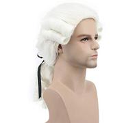 Gris blanc noir avocat juge Baroque bouclés mâle Costume perruques Deluxe historique longue synthétique Cosplay perruque pour Halloween 980