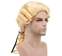 Gris blanc noir avocat juge Baroque bouclés mâle Costume perruques Deluxe historique longue synthétique Cosplay perruque pour Halloween 830