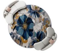 Gris-Bleu Tapis de Salon Rond 160 cm, Élégant Fleurs Campagne Rustique Tapis Chambre Antidérapant Lavable, Ne Perd Pas Ses Poils Moelleux Moquette pour Chambre d'enfant Salle à Manger