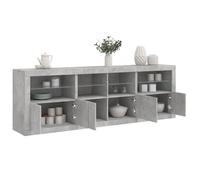 Gris Buffet avec lumières LED - Vitrine bahut - armoire console buffet de rangement gris béton 202 x 37 x 67cm 7842478