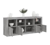 Gris Buffet avec lumières LED - Vitrine bahut - armoire console buffet de rangement Sonoma gris, 163 x 37 x 67cm 3365512