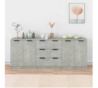 (Gris) Buffet bahut - Buffet Enfilades 3 pcs gris béton bois ingénierie 360835