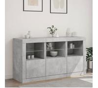 Gris Buffet de rangement - SOLOMOON - Commode salon - avec lumières LED - gris béton 123x37x67 cm - FR4150