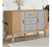 Gris Buffet de rangement - Vitrine bahut - armoire console Pour cuisine, OLDEN gris et marron 114 x 43 x 73,5cm - Bois massif de