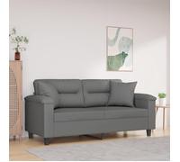 Gris Canapé 2 places - KEETHE - Sofa adulte/enfant - avec oreillers gris foncé 140 cm LL609